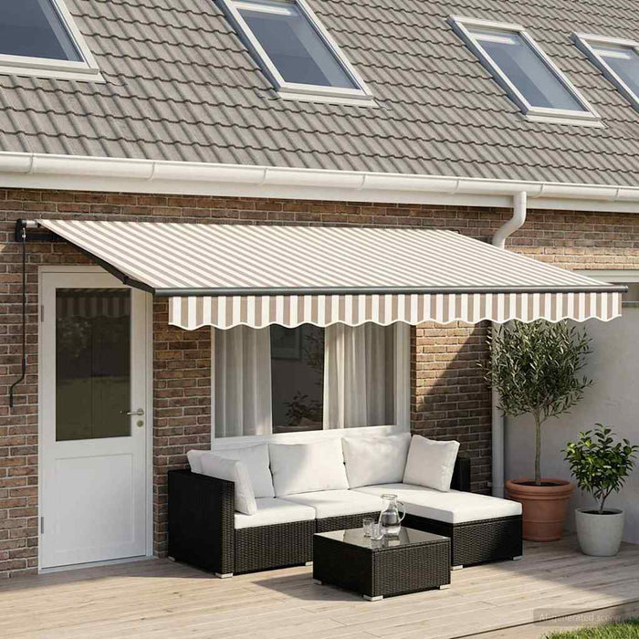 Copertină retractabilă Gri deschis și alb. 500 × 350 cm - WALTI WALTI