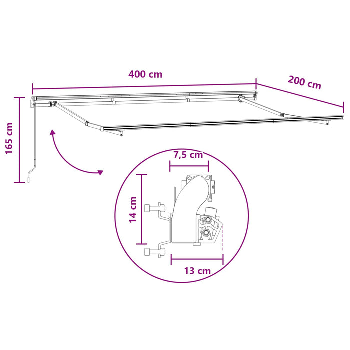 Copertină retractabilă Gri taupe 4 x 2 m țesătură WALTI
