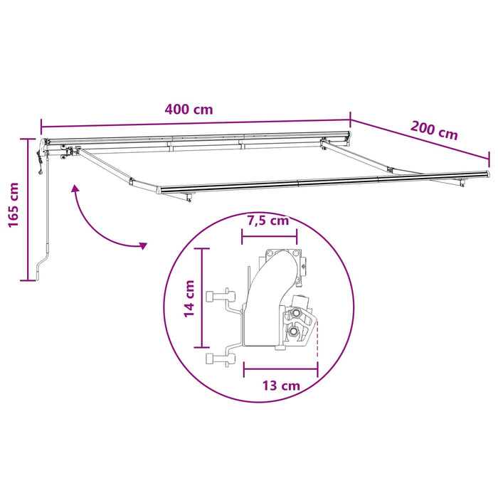 Copertină retractabilă Gri taupe 4 x 2 m țesătură WALTI