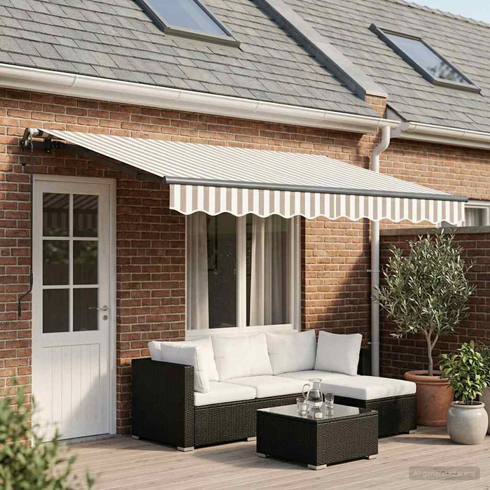 Copertină retractabilă Gri deschis și alb. 600 × 350 cm WALTI