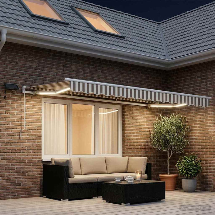 Copertină retractabilă Gri deschis și alb. 300 x 250 cm WALTI