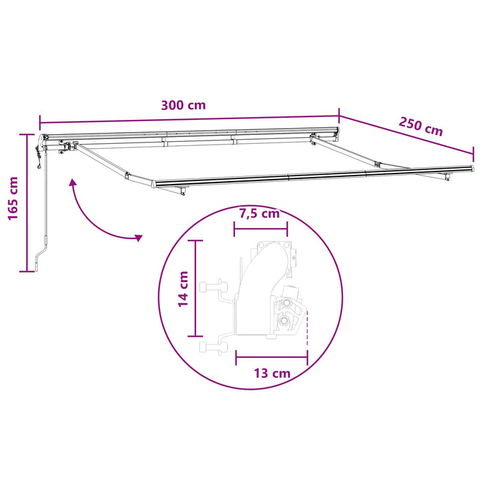 Copertină retractabilă Gri deschis și alb. 300 x 250 cm WALTI