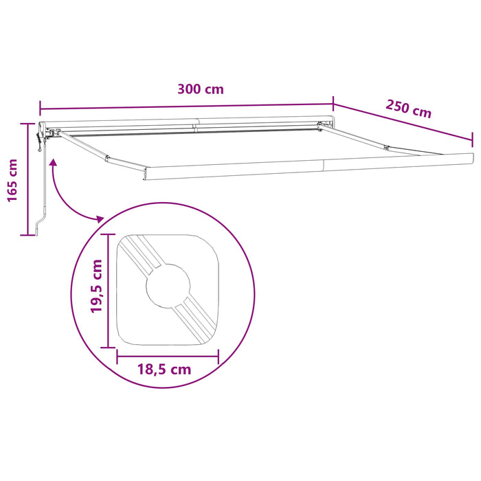 Copertină retractabilă Nisipiu 300 x 250 cm Stofă și Metal WALTI