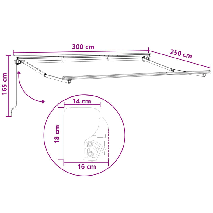 Copertină retractabilă Gri taupe 3 x 2,5 m - WALTI WALTI