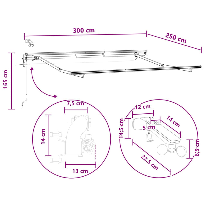 Cort electric retractabil Nisipiu 3 x 2,5 m WALTI