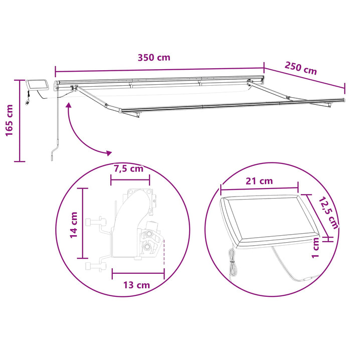 Copertină retractabilă Gri taupe 350 x 250 cm WALTI