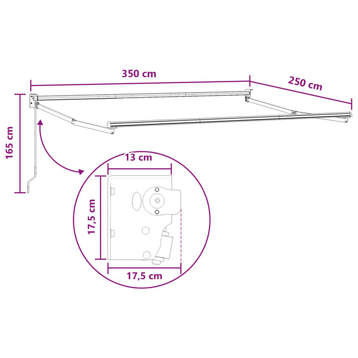 Copertină retractabilă Gri taupe 3,5 x 2,5 m - WALTI WALTI
