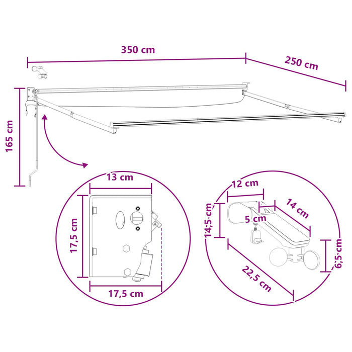 Cort electric retractabil Gri taupe 100% Poliester și Aluminiu - WALTI WALTI
