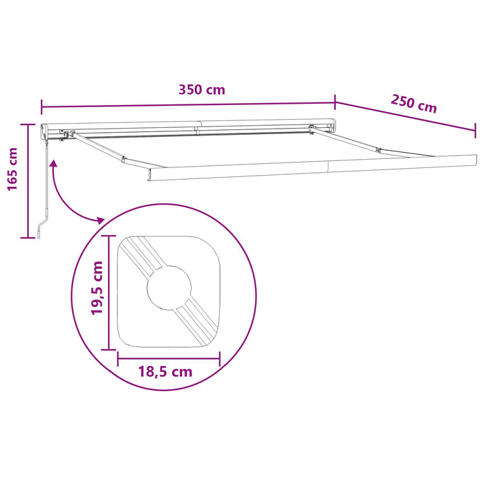 Copertină retractabilă Gri taupe 350 x 250 cm Pânză și Aluminiu - WALTI WALTI