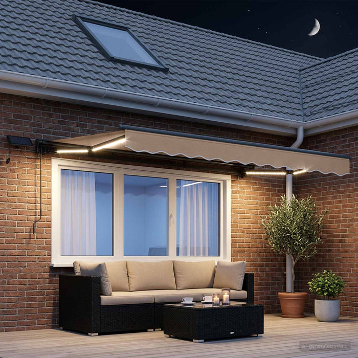 Cadru manual de marchiză cu LED-uri Gri taupe 3,5 x 2,5 m WALTI
