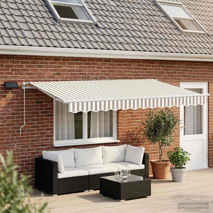 Copertină retractabilă Gri deschis și alb. 500 × 300 cm WALTI