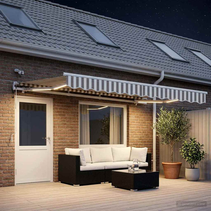 Copertină retractabilă Gri deschis și alb. 400 × 300 cm - WALTI WALTI