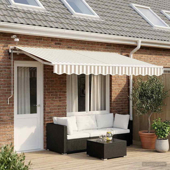 Copertină retractabilă Gri deschis și alb. 400 × 300 cm - WALTI WALTI