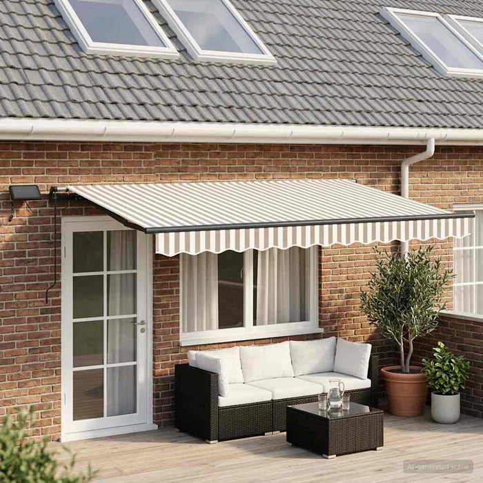Copertină retractabilă Gri deschis și alb. 600 × 350 cm WALTI