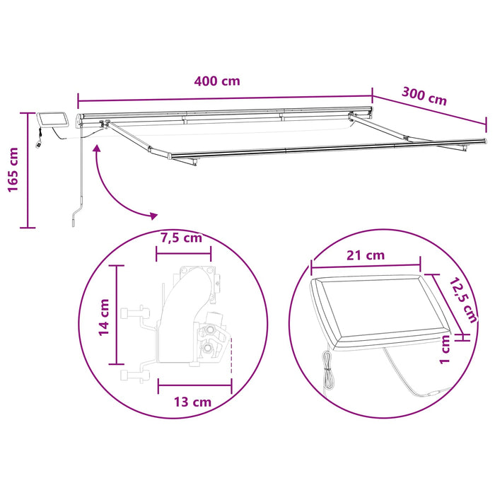 Copertină retractabilă Gri taupe 400 × 300 cm WALTI