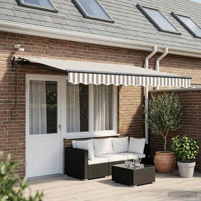 Copertină retractabilă Gri deschis și alb. 400 × 300 cm - WALTI WALTI