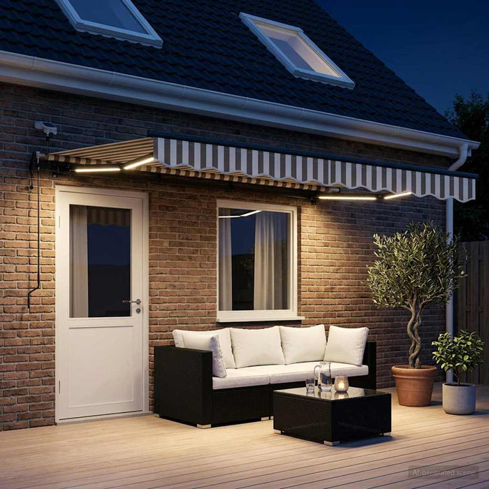 Copertină retractabilă Gri deschis și alb. 500 × 350 cm - WALTI WALTI