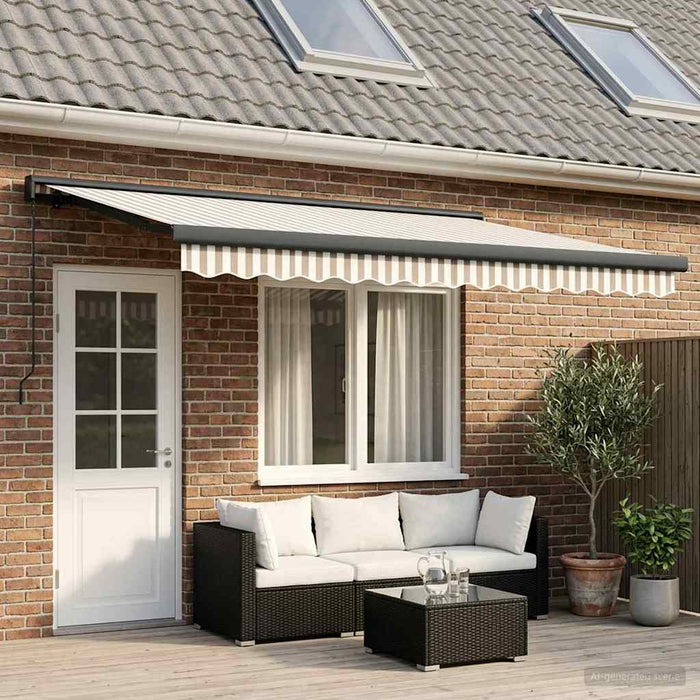 Copertină retractabilă Gri deschis și alb. 450 × 300 cm - WALTI WALTI