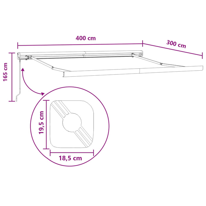 Copertină retractabilă Gri deschis și alb. 400 × 300 cm WALTI