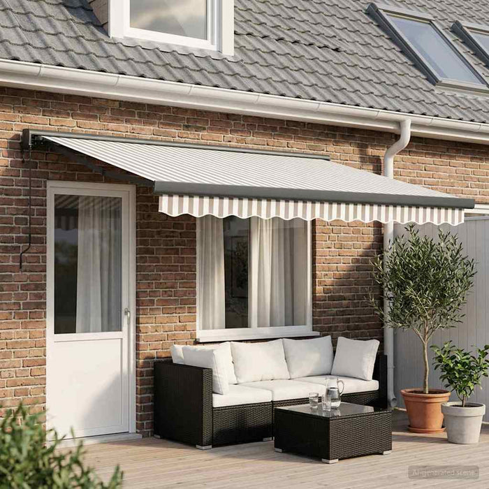 Copertină retractabilă Gri deschis și alb. 500 × 300 cm - WALTI WALTI