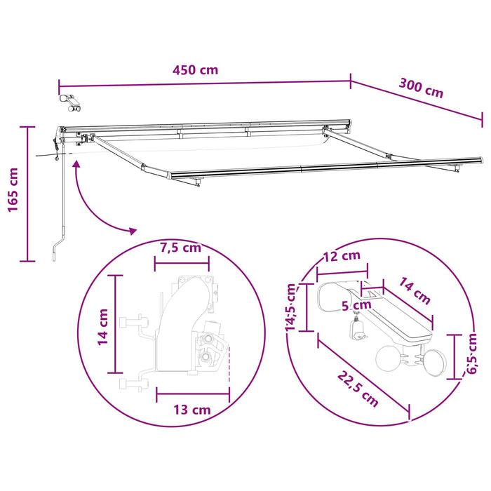 Țesătură pentru copertină Gri deschis și alb. 450 × 300 cm WALTI