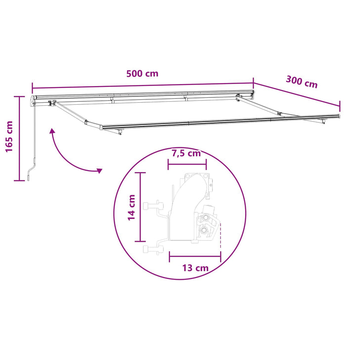 Copertină retractabilă Gri taupe 500 × 300 cm - WALTI WALTI
