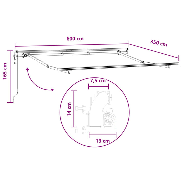 Copertină retractabilă Gri deschis și alb. 600 × 350 cm WALTI