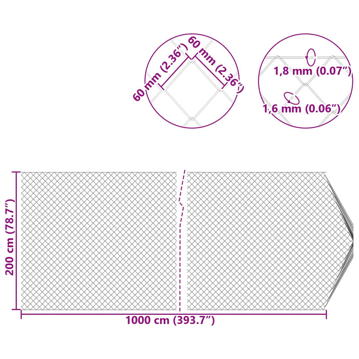 Gard cu plasă de sârmă Galvanizat 2 x 10 m Sticlă - WALTI WALTI