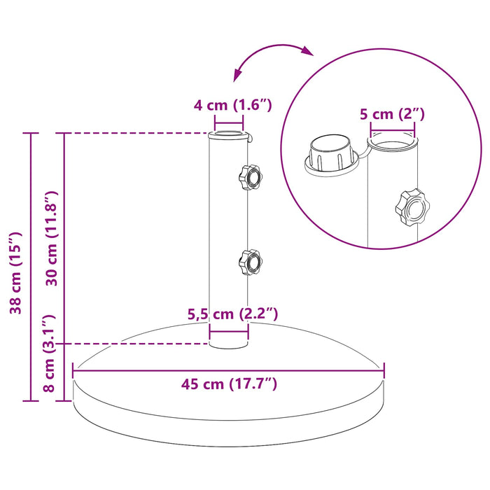Bază pentru parasolar cu pol de 40-50 mm 26.45 kg Gri - WALTI WALTI
