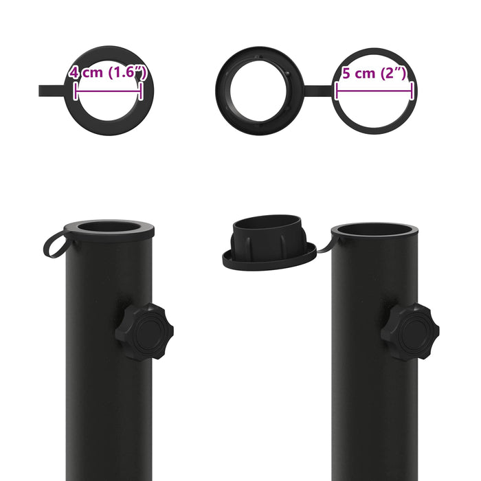 Tub pentru Bază de Parasol 0.6 kg Negru Fier for 40-50 mm Pole WALTI