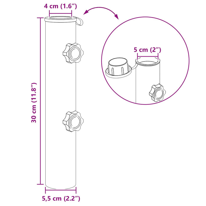 Tub pentru Bază de Parasol 0.6 kg Negru Fier for 40-50 mm Pole WALTI