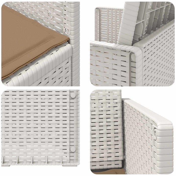 Scaune de Dining pentru Grădină 2 pcs Alb și taupe PP - WALTI WALTI
