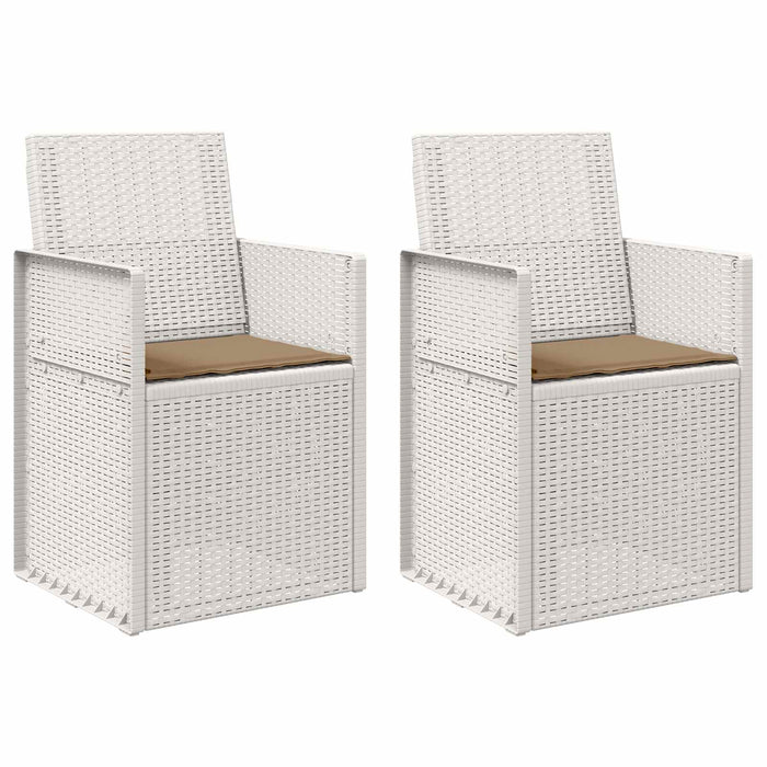 Scaune de Dining pentru Grădină 2 pcs Alb și taupe PP - WALTI WALTI