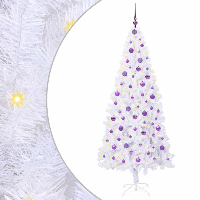 Brad de Crăciun artificial cu 300 LED Alb 210 cm PVC și Oțel - WALTI WALTI
