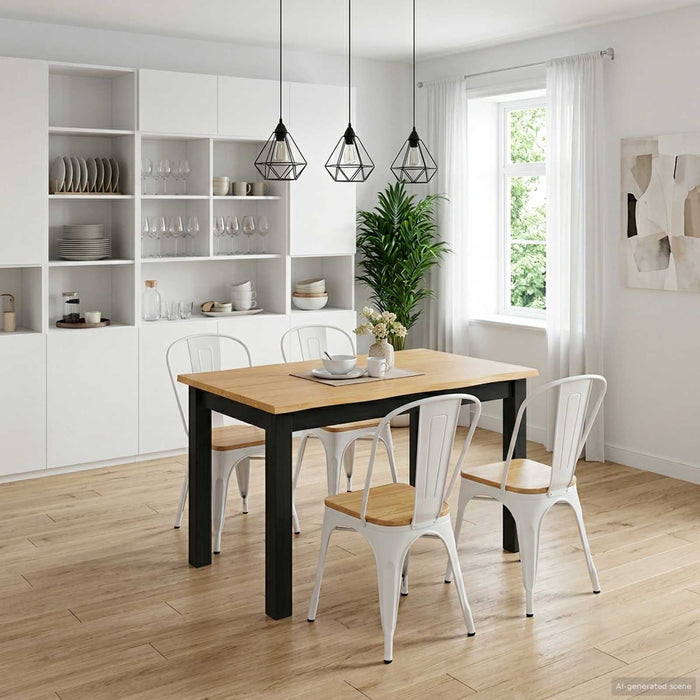 Masă de dining EKAI Negru 112 x 70 x 76,5 cm Lemn masiv de pin WALTI