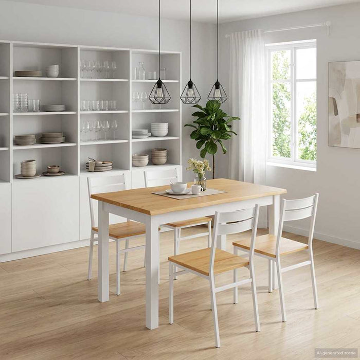 Masă de dining EKAI Alb 112 x 70 x 76,5 cm Lemn masiv de pin WALTI