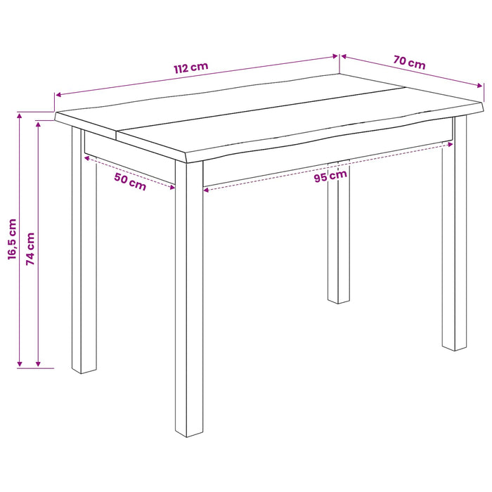 Masă de dining EKAI Alb 112 x 70 x 76,5 cm Lemn masiv de pin WALTI