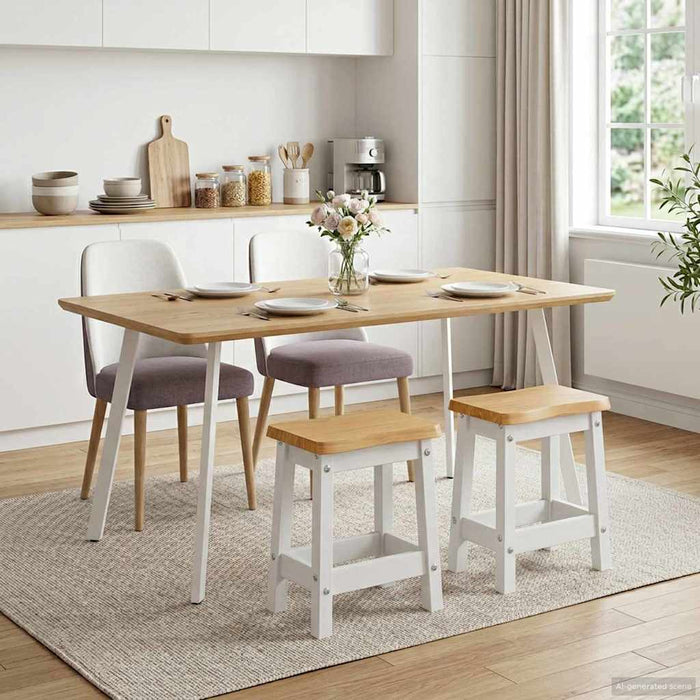 Scaun de bar EKAI 2 pcs Alb 40 x 29 x 45,5 cm Lemn masiv de pin WALTI