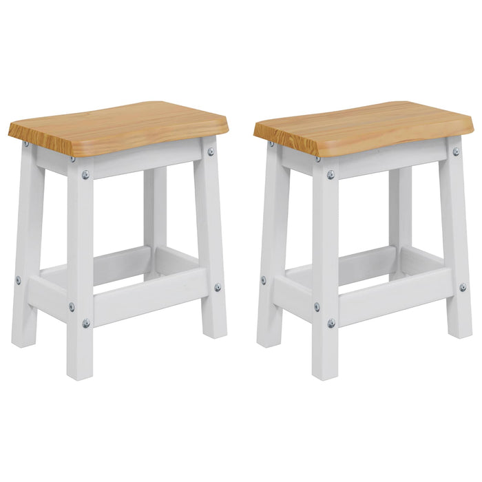 Scaun de bar EKAI 2 pcs Alb 40 x 29 x 45,5 cm Lemn masiv de pin WALTI