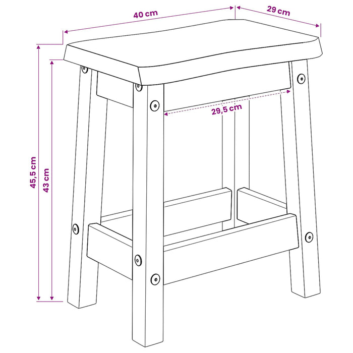 Scaun de bar EKAI 2 pcs Alb 40 x 29 x 45,5 cm Lemn masiv de pin WALTI