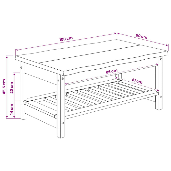 Masă de cafea EKAI Alb 100 x 60 x 45,5 cm Lemn masiv de pin WALTI