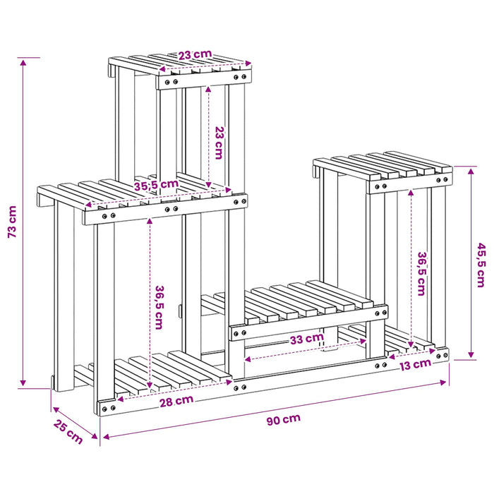 Suport pentru plante natural 90 x 25 x 73 cm WALTI
