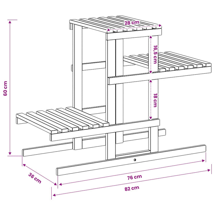 Suport pentru plante natural 82 x 36 x 60 cm WALTI