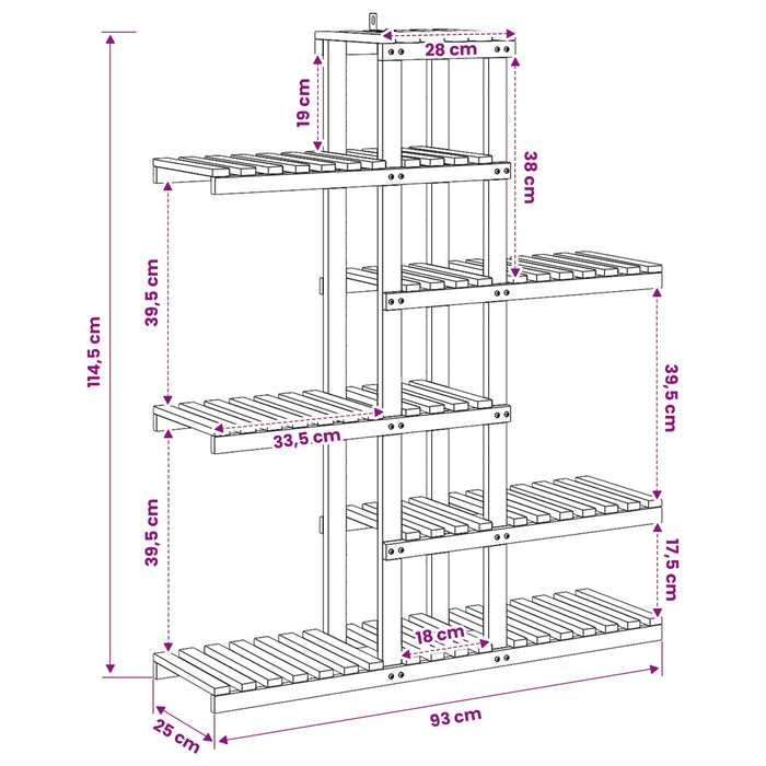 Suport pentru plante natural 93 x 25 x 114,5 cm WALTI