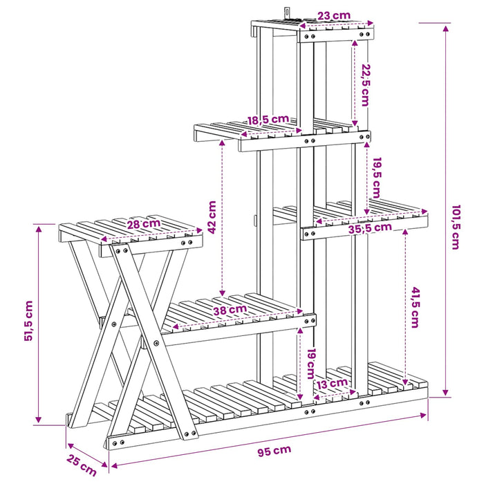Suport pentru plante natural 95 x 25 x 101,5 cm WALTI