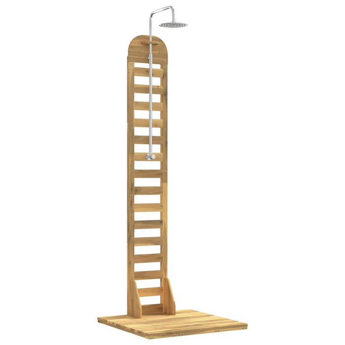 Duș exterior 225 cm Lemn masiv de acacia și oțel inoxidabil Alb WALTI