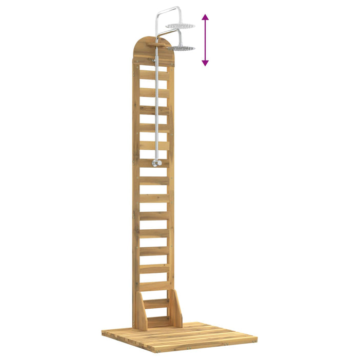 Duș exterior 225 cm Lemn masiv de acacia și oțel inoxidabil Alb WALTI