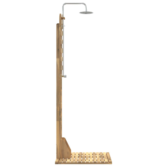 Duș exterior 225 cm Lemn masiv de acacia și oțel inoxidabil Alb WALTI