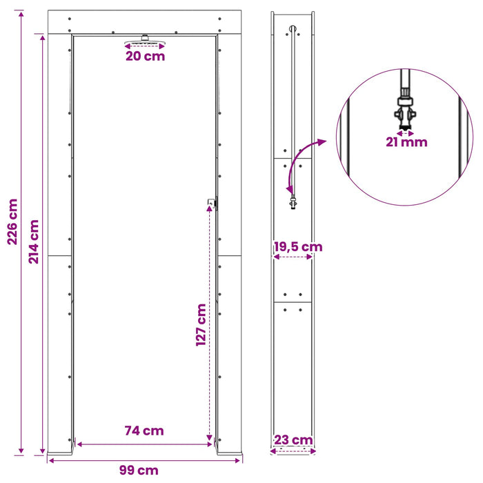 Duș exterior 226 cm Lemn masiv de acacia și oțel inoxidabil WALTI