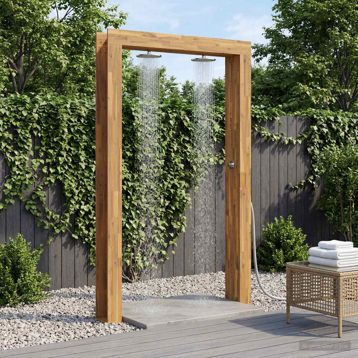 Duș exterior 226 cm Lemn masiv de acacia și oțel inoxidabil Alb - WALTI WALTI